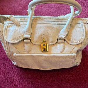 Giorgio Armani Cream Satchel with Gold Hardware
